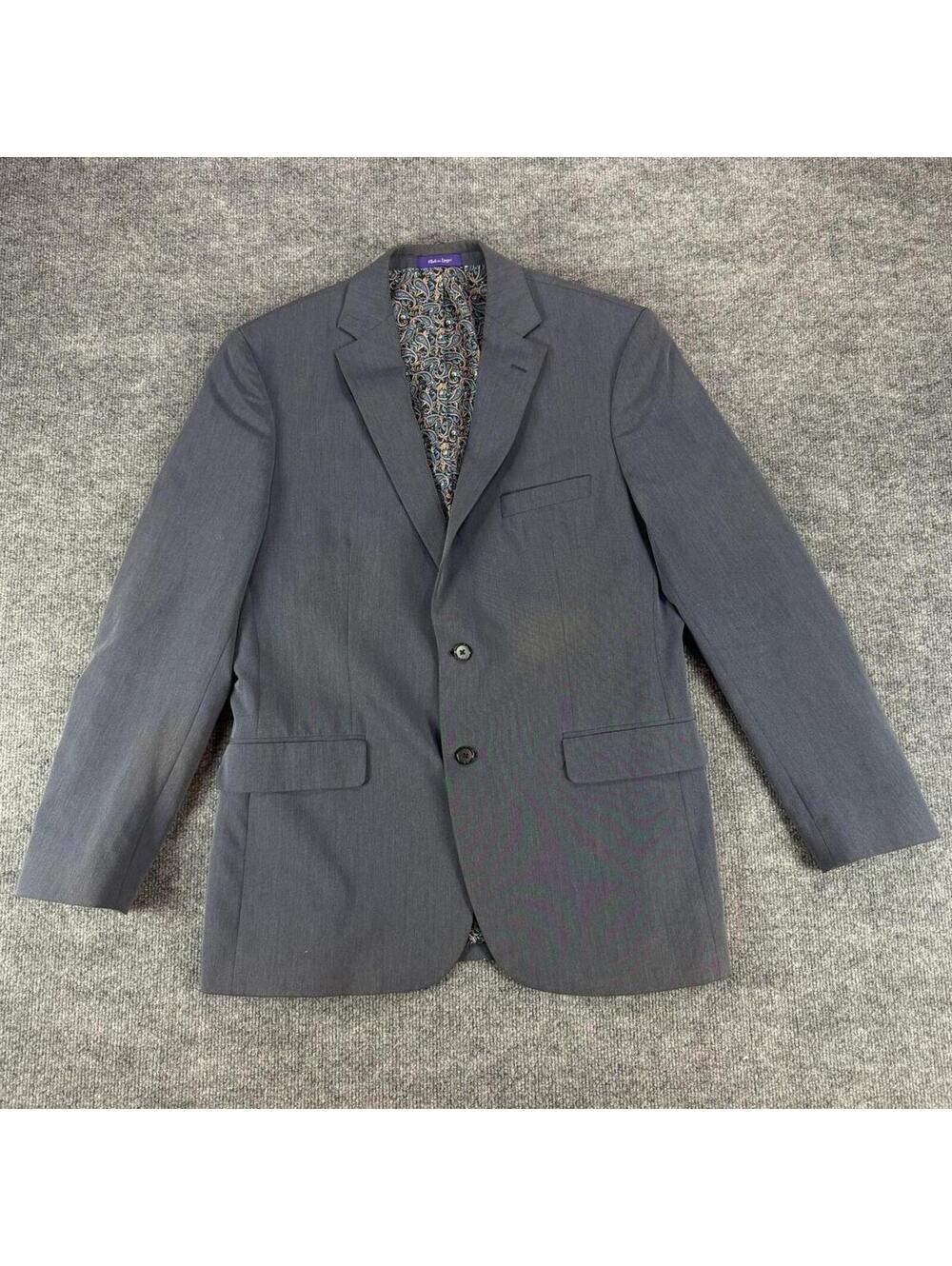 Alan Flusser Gray Suit Jacket Blazer Paisley Lining 42R Formal, Business Casual